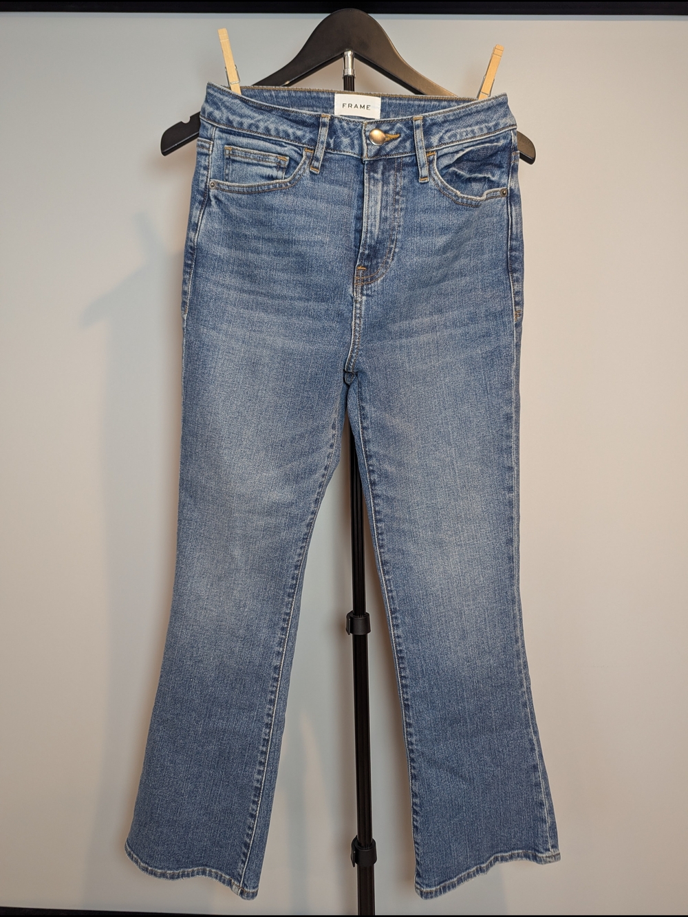 Frame Women's Size 26 Le Crop Mini Boot Stretch Blue Denim Jeans High Rise